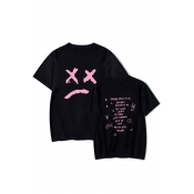 American Rapper Sad Face Fashion Street Letter Round Neck Basic Unisex T-Shirt
