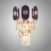Living Room Wall Sconce Metal Modern Brass Wall Lamp with Clear Crystal for Bedroom
