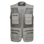 New Stylish V-Neck Quick Drying Multi Pocket Outdoor Breathable Photography Mesh Jacket Vest for Men