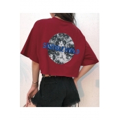 Trendy Earth Letter TOUCHWORLD Pattern Casual Loose Summer Cropped T-Shirt