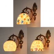 3 Color Choice Wall Light Glass 1 Light Tiffany Style Wall Sconce with Bowl Shape