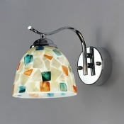 Dome Shade Kitchen Sconce Light Glass 1 Light Mediterranean Style Wall Lamp with Multi Color