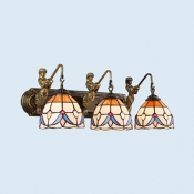 Tiffany Style Antique Bowl Sconce Light Stained Glass 3 Lights Wall Light for Dining Room