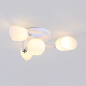 Bedroom Twist Arm Semi Flush Mount Light Frosted Glass 4/6/8 Lights Modern White Ceiling Light