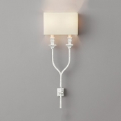 Metal Fabric Wall Lamp Dining Room Hotel 2 Lights Traditional Style Wall Light Fixture in White/Rust