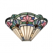 Foil Glass Lotus Pattern Sconce Light Up Lighting Tiffany Style Wall Lamp with Multi Color for Restaurant