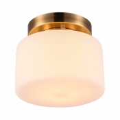 Simple Style Drum Ceiling Fixture 1 Light Frosted Glass Flush Ceiling Light for Shop