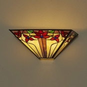 Tiffany Style Flower Sconce Light Stained Glass Wall Light Sconce with Multi Color for Foyer Stair
