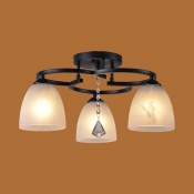 Black Bell Shape Semi Flush Mount Light 3/5/7 Lights Rustic Metal Ceiling Lamp for Foyer