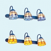 European Style Blue/Yellow Wall Light Dome 3 Lights Glass Sconce Light for Dining Room Foyer