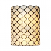 Living Room Cylinder Shade Wall Light Glass Tiffany Style White Sconce Wall Lamp