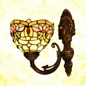 Tiffany Style Colorful Wall Lamp Lotus Pattern Stained Glass Sconce Light for Restaurant Shop
