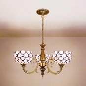 Shell Bowl Shade Chandelier 3 Lights Antique Style Hanging Light in White for Foyer Hallway