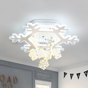 Creative Snowflake LED Semi Ceiling Mount Light Stepless Dimming/Warm/White Ceiling Lamp for Nursing Room