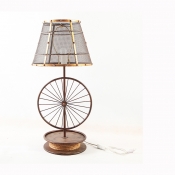 American Rustic Mesh Screen Desk Light Metal 1 Light Table Light with Wheel Decoration for Bedroom