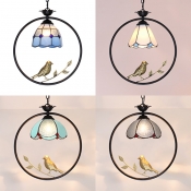 Antique Brass Bird Hanging Light Single Light Glass Pendant Lighting for Dining Room