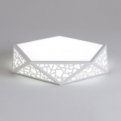 Simple Style White Flush Mount Light Diamond Acrylic LED Ceiling Fixture in Warm/White for Bedroom