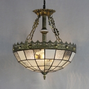 Bedroom Restaurant Dome Chandelier Glass Tiffany Style Antique Engraved Pendant Light