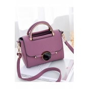 Women's Elegant Solid Color Button Embellishment Work Satchel Handbag 21*9*17 CM