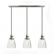 Cone Shade Pendant Light 3 Lights Industrial Clear Glass Island Lamp in Silver for Restaurant