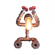 Silver Water Pipe Robot Reading Light 1 Head Vintage Dimmable Metal Desk Light for Dormitory