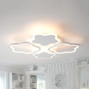 Metal Star Semi Flush Mount Light Child Bedroom 4 Heads Creative LED Ceiling Lamp in Warm/White