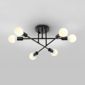 6/8 Lights Stacked Semi Flush Ceiling Light Modern Metal Ceiling Fixture in Black/Gold/White for Bedroom