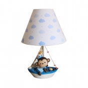 Child Bedroom Boat Monkey Desk Light Resin 1 Light Dimmable Nautical Blue Reading Light