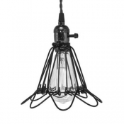 1/2 Pack Industrial Black Pendant Light Wire Frame Plug In Metal Ceiling Lamp for Study Room