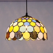 Colorful Small Dots Pendant Lamp 1 Light Tiffany Style Glass Ceiling Light for Restaurant