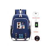 Trendy Comic Figure Number 11 Printed Creative USB Charging School Bag Backpack 30*15*44cm