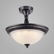 Dome Shade Semi Ceiling Mount Light Traditional Glass Ceiling Lamp in Warm/White for Hallway