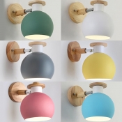Foyer Hallway Globe Wall Light Metal 1 Light Modern Macaron Color Sconce Light with Adjustable Angle