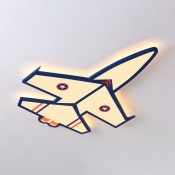 Cartoon Airplane LED Flush Light Cool Metal Ceiling Lamp in Warm/White for Child Bedroom