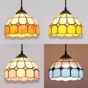 Contemporary Dome Pendant Lighting 1 Light Glass Ceiling Light in Blue/Orange/Pink/Yellow for Bedroom