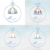 Living Room Cone/Domed Ceiling Pendant Glass 1 Light Tiffany Modern White Ring Hanging Light