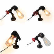 One Bulb Bare Bulb Desk Light Industrial Plug In Metal Reading Light with Pipe for Cafe
