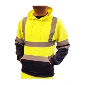 Cool Fluorescent Stripe Colorblock Long Sleeve Drawstring Sporty Hoodie with Pocket