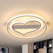 White Heart LED Flush Mount Light Modern Acrylic Ceiling Lamp in Warm/White for Nursing Room