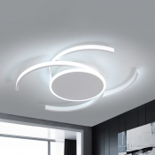 Living Room Half-Circle Flush Mount Light Acrylic White LED Ceiling Lamp in Warm/White