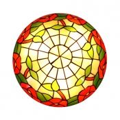 Tiffany Rustic Rose Ceiling Mount Light Stained Glass Ceiling Light for Study Room