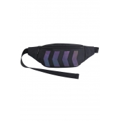 Unisex Fashion Colorblock Reflective Tape Patched Crossbody Belt Bag 48*12*13 CM