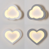 Simple Style Cloud/Heart Wall Light Acrylic Gray/White LED Sconce Light in Warm/White for Hallway