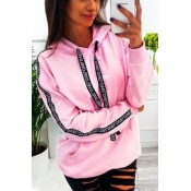 New Fashion Letter Tape Long Sleeve Casual Loose Pullover Hoodie