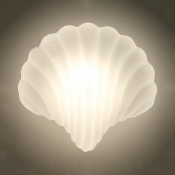 Milk Glass Shell Shaped Wall Light One Light Modern Style LED Sconce Light in White for Dining Room