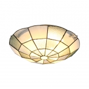 Simple Style White Ceiling Lamp Domed Shade Art Glass Flush Ceiling Light for Dining Room
