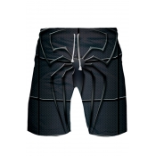 Summer Hot Fashion Spider Printed Drawstring Waist Quick-Drying Beach Swim Trunks