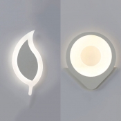 Leaf/Sun Kids Bedroom LED Sconce Light Acrylic Cute White Finish Wall Lamp in Warm/White
