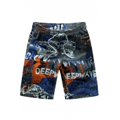 Summer Men's Big and Tall Quick Drying Drawstring Waist Beach Shorts Swim Trunks for Guys with Side Cargo Pocket