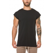 Muscle Guys Basic Simple Plain Round Neck Cap Sleeve Breathable Training Fitness T-Shirt